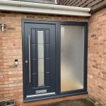 Grey Composite Door With Glass Side Panel