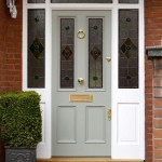 Hardwood Front Door With Stained Glass