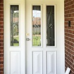 White Front Door With Glass Side Panels